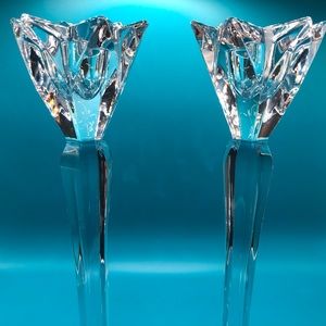 Marquis by Waterford 10” Crystal Candle Sticks in Flora Pattern